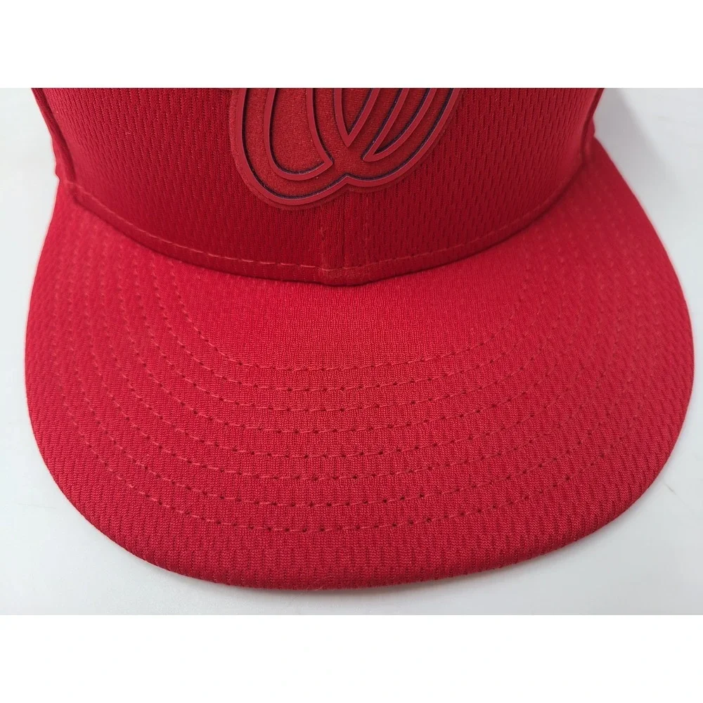 Washington Nationals New Era 59Fifty Fitted 7‎ 3/8 Hat Cap Polyester Men MLB Red
